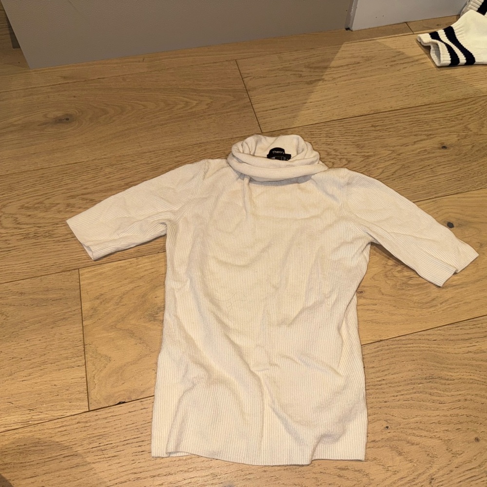 Theory Cream Turtleneck Top